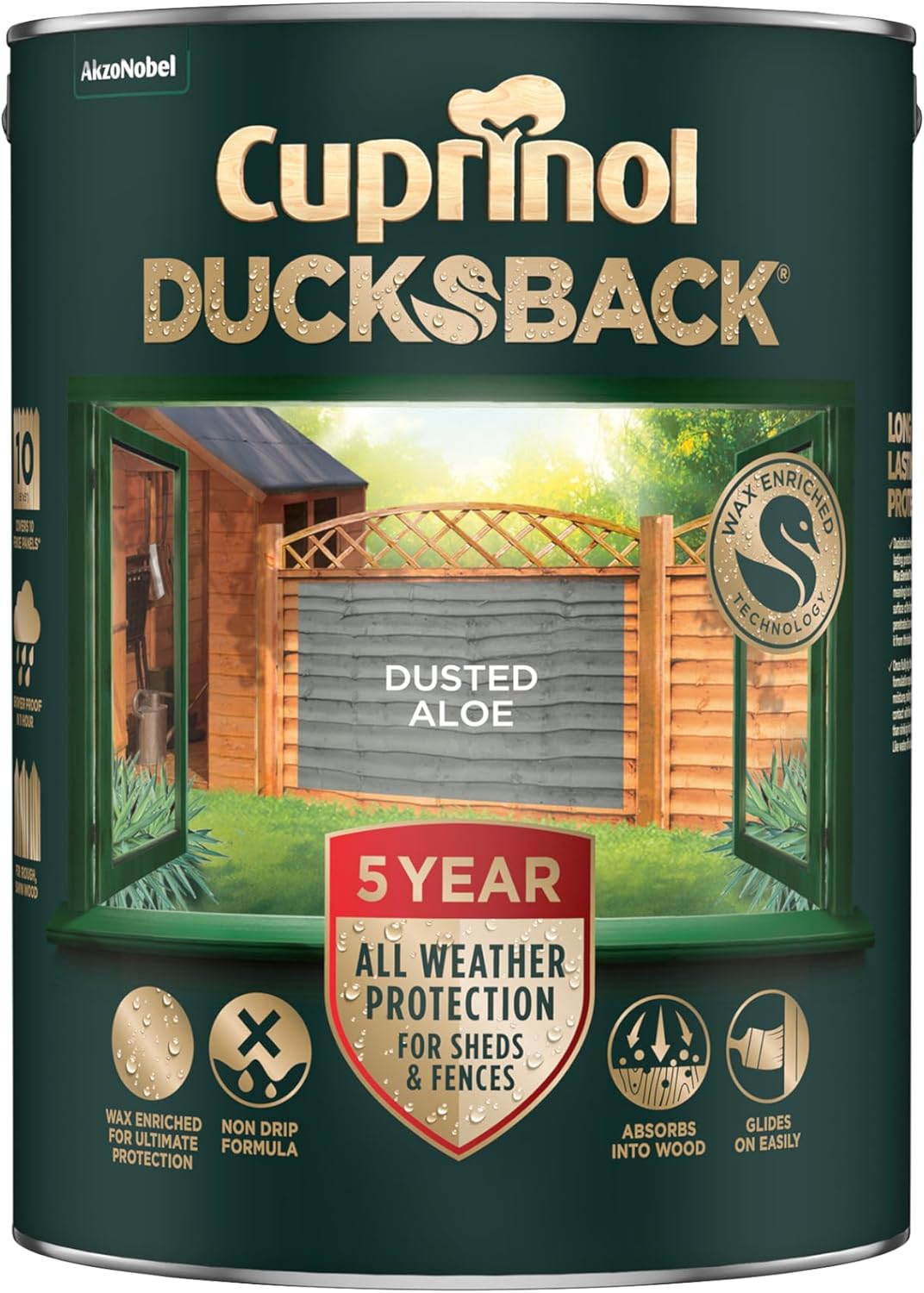 Cuprinol Ducksback 5 Year All Weather Protection Dusted Aloe 5L