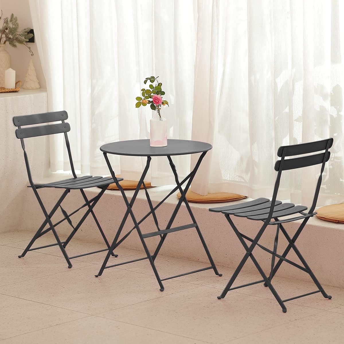 Eve Black Metal Folding Bistro Set