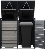 Modern Wheelie Bin Storage - Double Bin - Wood Grain