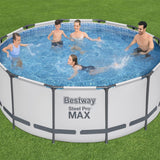 Bestway 12ft x 48in Grey Round Steel Pro Max Above Ground Pool Set