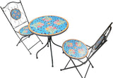 Blue Tulip Print Mosaic Metal Bistro Set