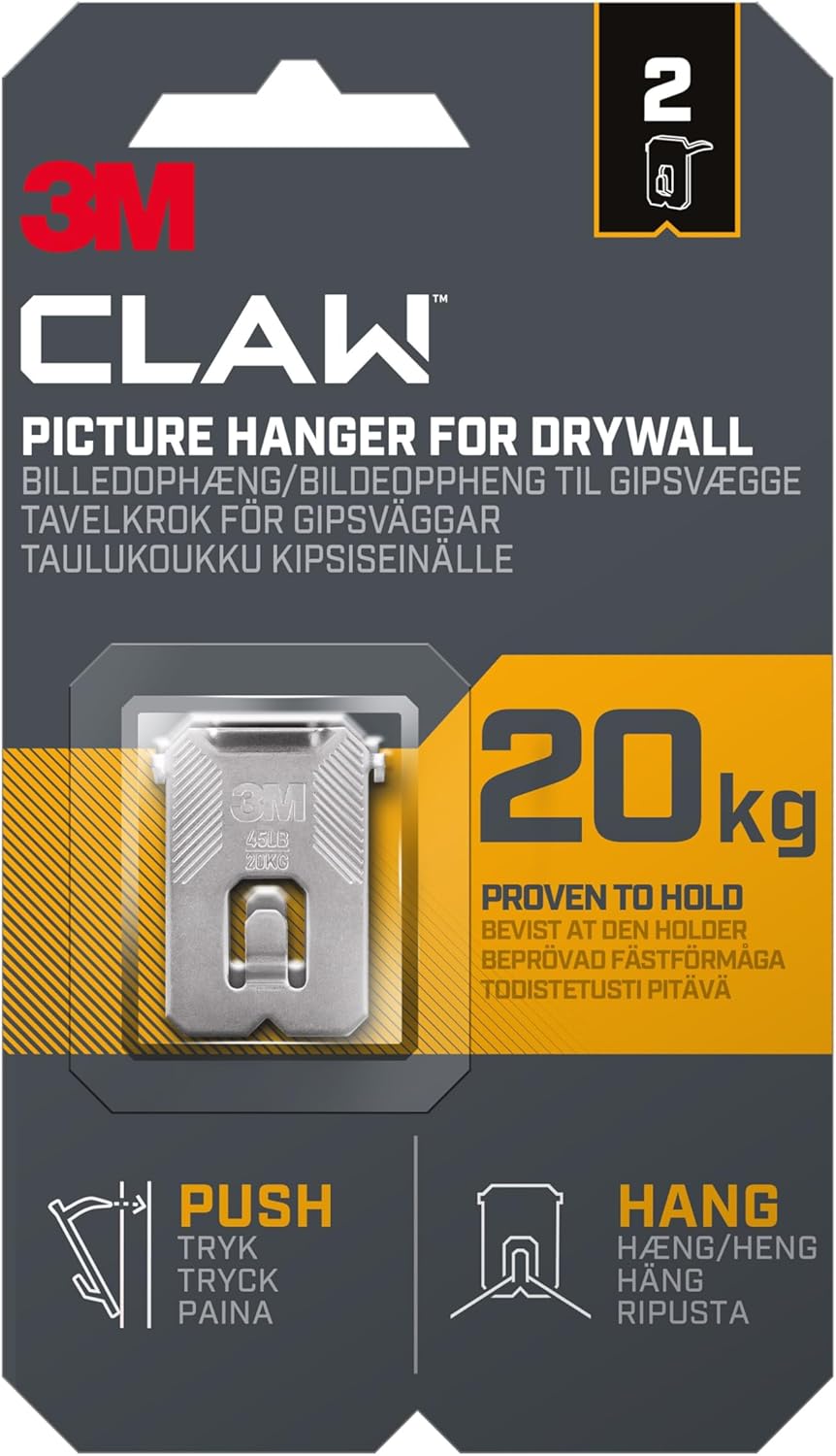 Drywall Picture Hanging Wall Hooks 2 Hangers - Holds up to 20 kg