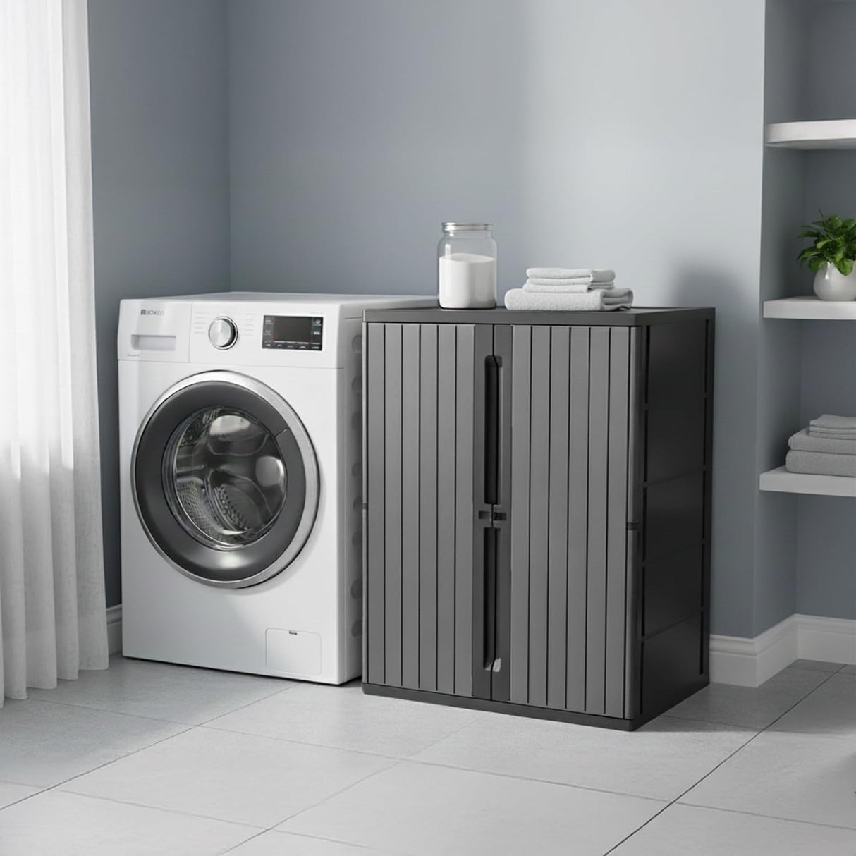 Utility Cabinet With 1 Shelf, 4 Different Positions, Lockable, No tools needed!