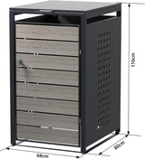 Modern Wheelie Bin Storage - Single Bin - Wood Grain