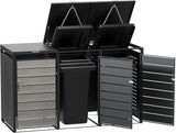 Modern Wheelie Bin Storage - Triple Bin - Wood Grain
