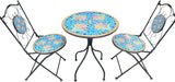 Blue Tulip Print Mosaic Metal Bistro Set