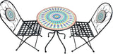 Peacock Print Mosaic Metal Bistro Set