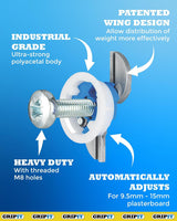 Blue TV Kit - Pack of 4 - Heavy Duty Plasterboard Fixings for Drywall & Stud Wall