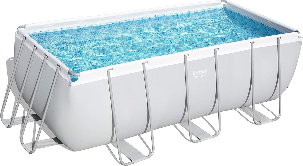 Bestway Power Steel Above Ground Pool with Pump and Ladder, Grey, 13.6 Ft