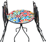 Bold Flower Print Mosaic Metal Bistro Set
