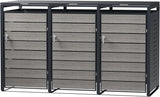 Modern Wheelie Bin Storage - Triple Bin - Wood Grain