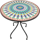 Peacock Print Mosaic Metal Bistro Set