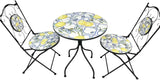 Lemon and Olive Print Mosaic Metal Bistro Set