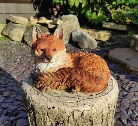 Resting Fox Cub Garden Ornament