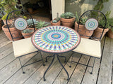 Peacock Print Mosaic Metal Bistro Set