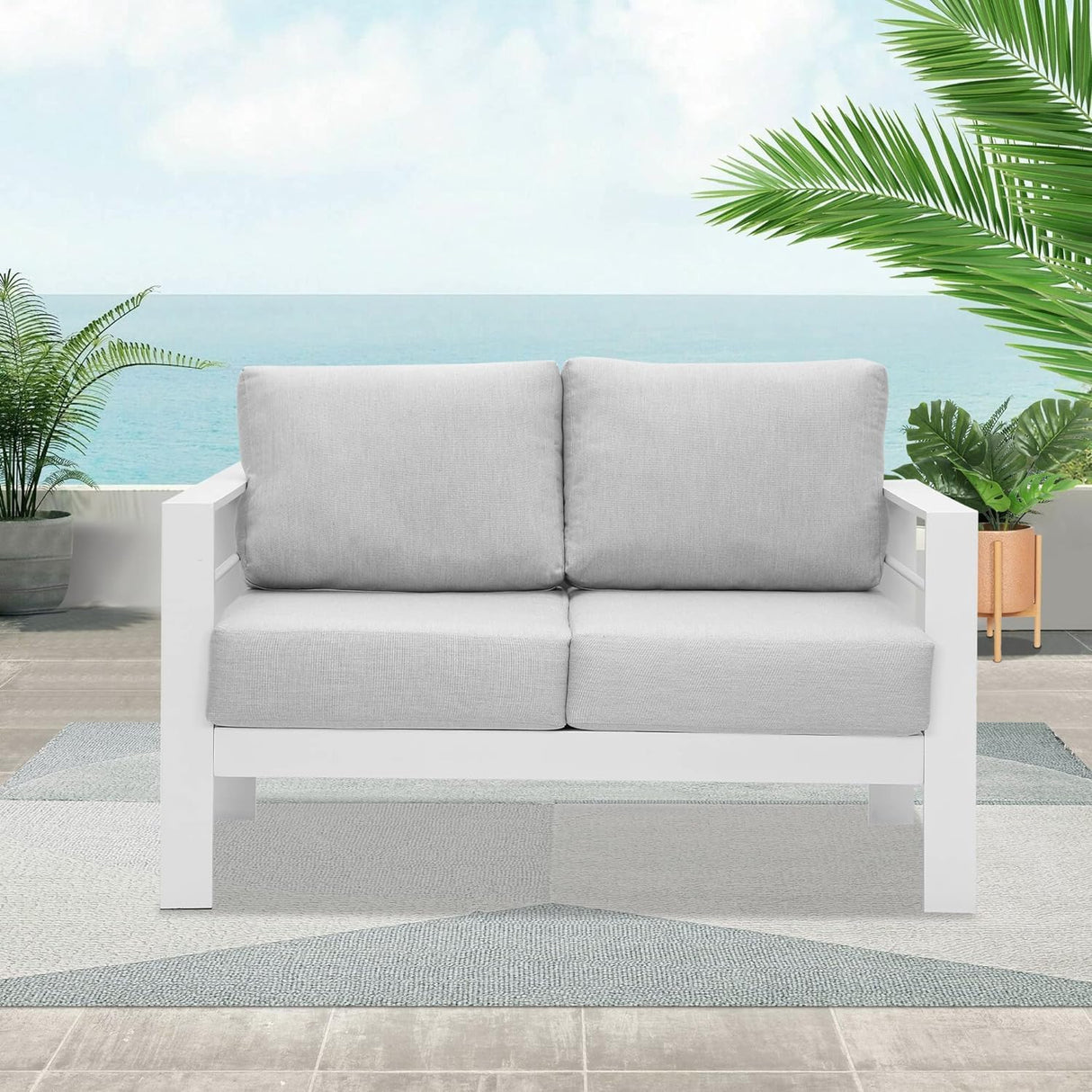 Wisteria Lane Aluminium Loveseat, 2 Seat Sofa - White