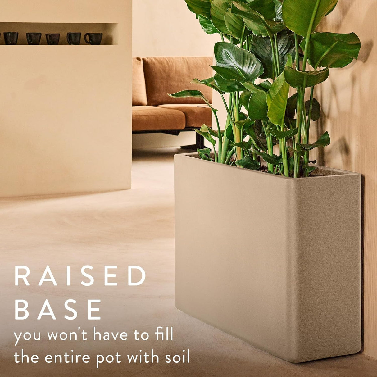June Brick Divider 80cm Indoor / Outdoor Plant Pot - Balanced Beige