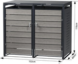 Modern Wheelie Bin Storage - Double Bin - Wood Grain