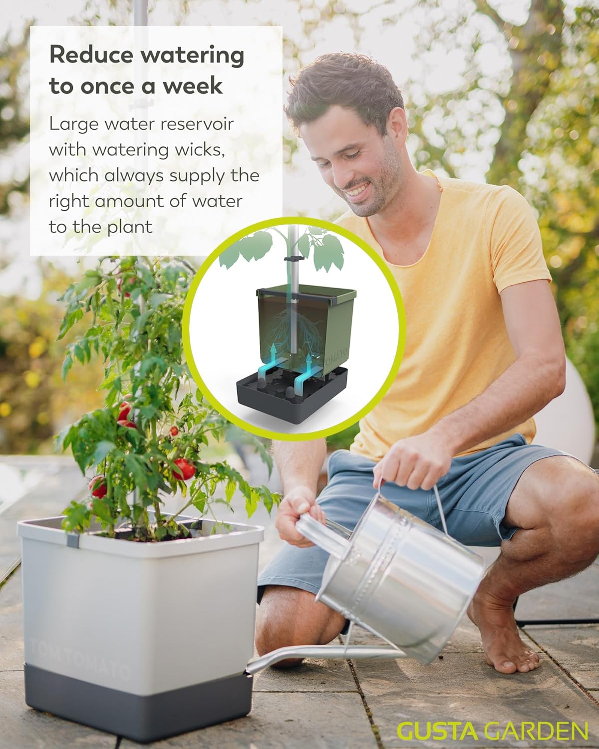 Tom Tomato Planter Light Grey - Climbing Aid, Self-Watering System & Plant Clips