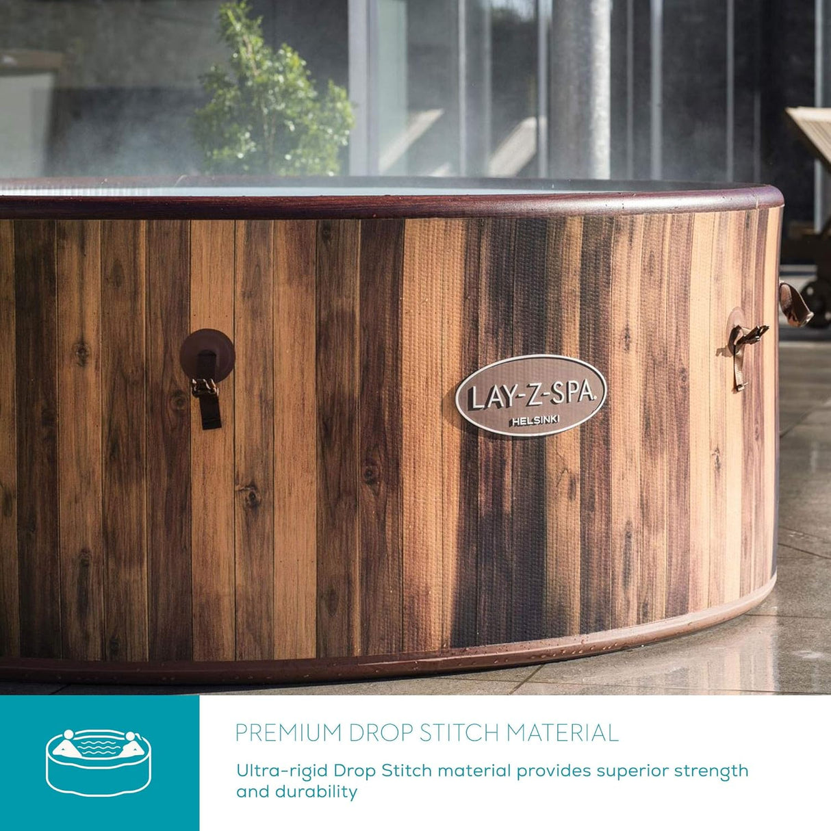 Lay-Z-Spa Helsinki Hot Tub, 180 AirJet Wood Effect Inflatable Spa, 5-7 Person