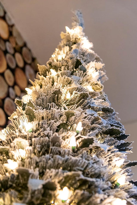 6ft Snow-flocked Pop Up Christmas Tree - Battery Operated with Warm White LEDs