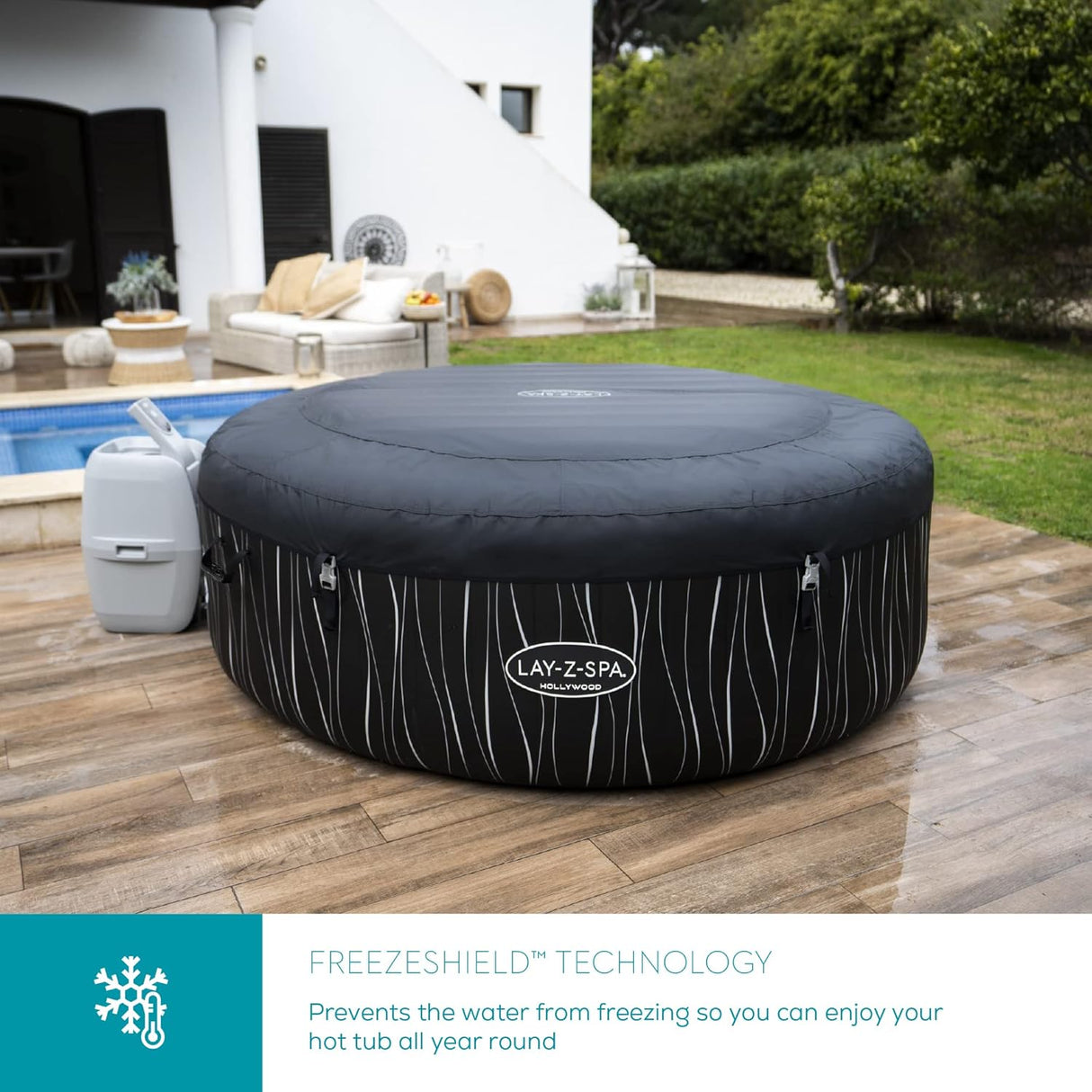 Hollywood Luxe AirJet Inflatable Hot Tub with LED Lights 4-6 person