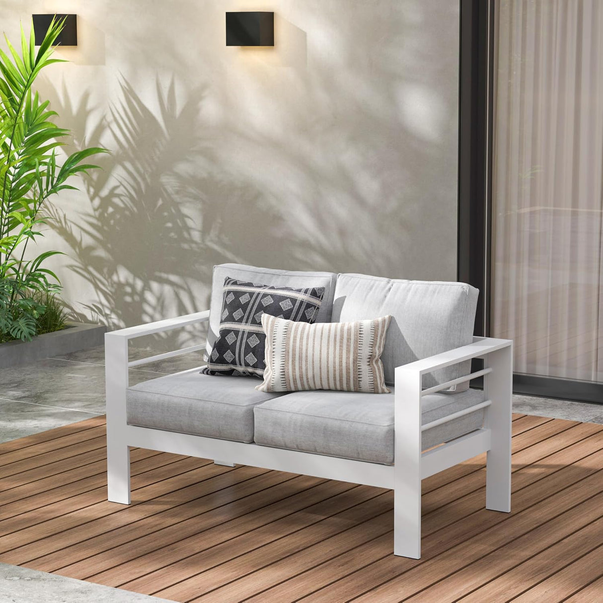 Wisteria Lane Aluminium Loveseat, 2 Seat Sofa - White