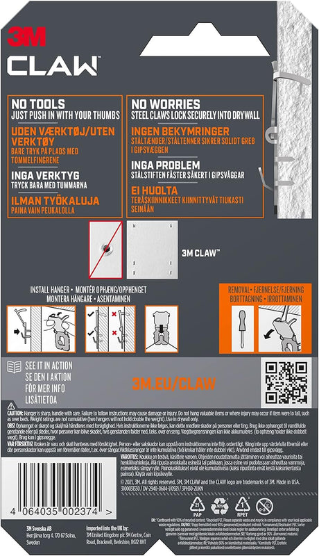 Plasterboard Picture Hanging Wall Hooks 2 Hangers - Holds up to 30kg