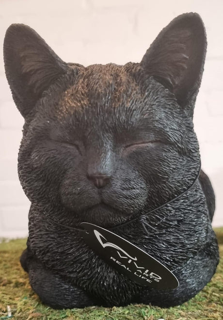 Black Dreaming Cat Garden Ornament