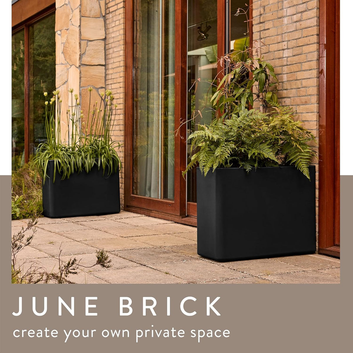 June Brick Divider 80cm Indoor / Outdoor Plant Pot - Black