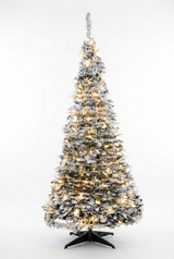 4ft Snow-flocked Pop Up Christmas Tree - Mains Operated with Warm White LEDs