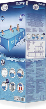Bestway Steel Pro Rectangular Kids Pool with Steel Frame and Filter Pump - 400 x 211 x 81 cm