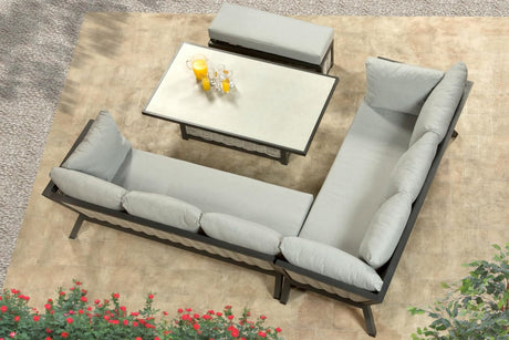 Marlborough Large Corner Set with Aluminium Frame with Raise and Lower Table