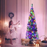 Pre-Lit Pencil Pine Christmas Tree 5ft/150cm - Multicolour LEDs