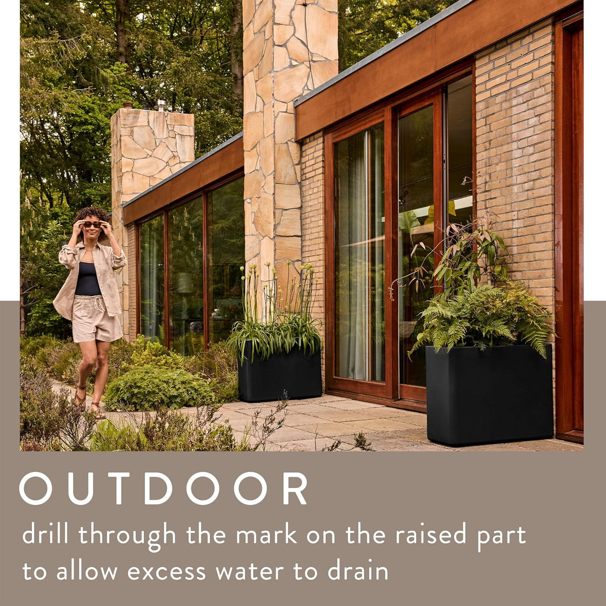 June Brick Divider 80cm Indoor / Outdoor Plant Pot - Black