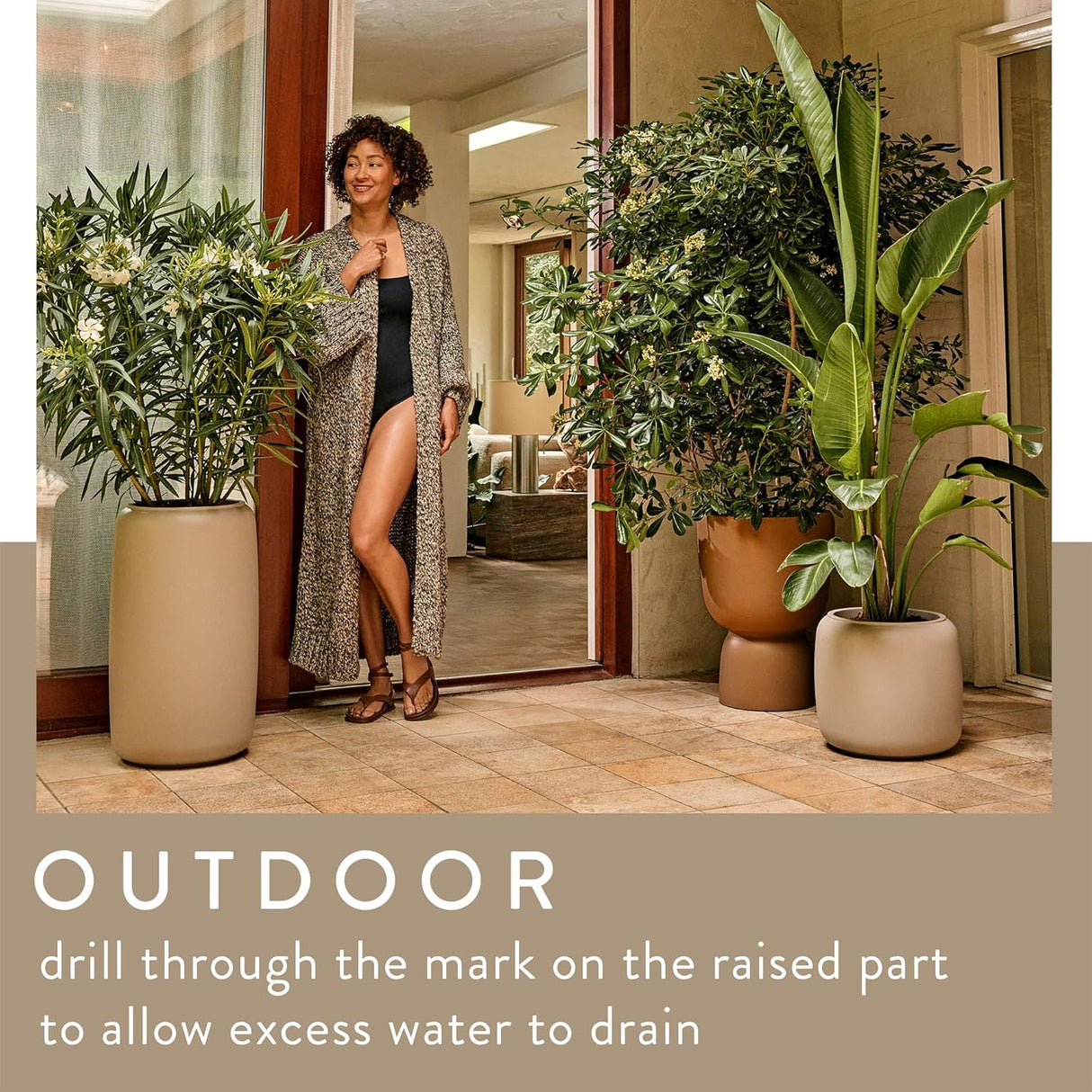 Amber Coupe Round 41cm Indoor / Outdoor Plant Pot - Caramel