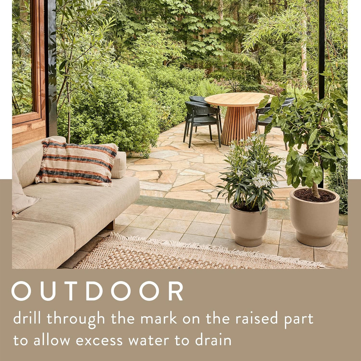 Amber Grail 30cm Indoor / Outdoor Plat Pot - Balanced Beige