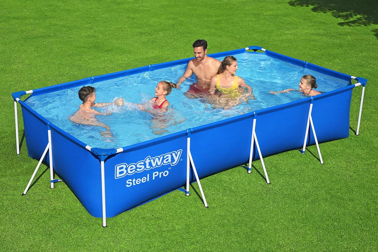 Bestway Steel Pro Rectangular Kids Pool with Steel Frame and Filter Pump - 400 x 211 x 81 cm