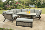 Marlborough Large Corner Set with Aluminium Frame with Raise and Lower Table