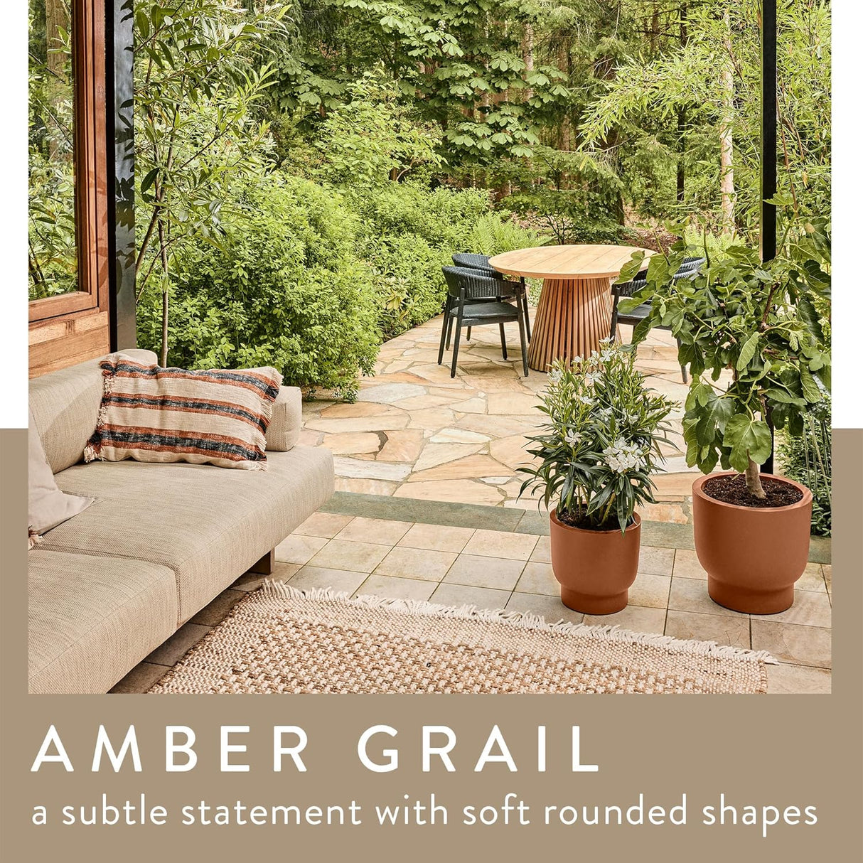 Amber Grail 40cm Indoor / Outdoor Plat Pot - Caramel