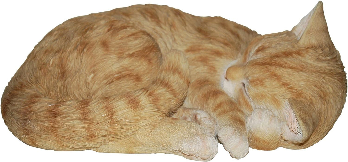 Ginger Sleeping Cat Garden Ornament