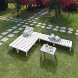Plastic Garden Sun Lounger with Multiple Reclining Positions - White