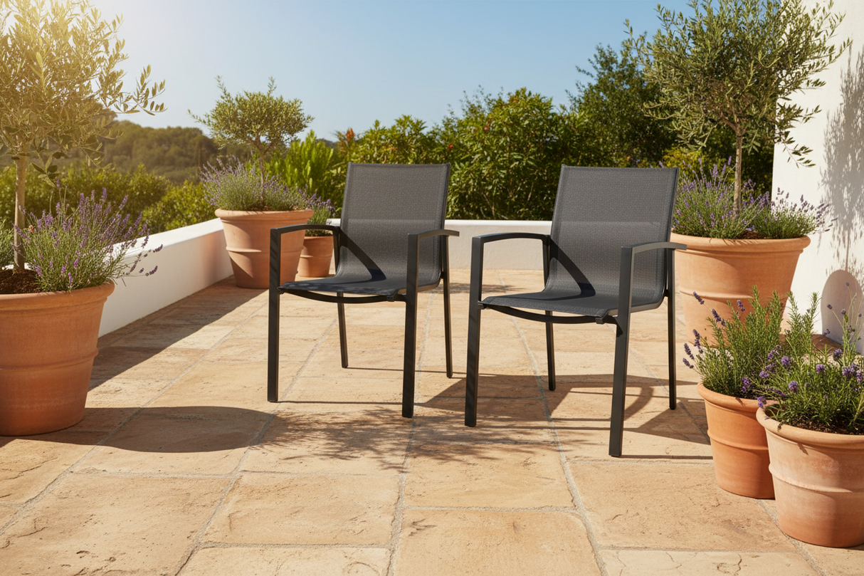 Anzio Aluminium Rattan Dining Chairs Only- x2