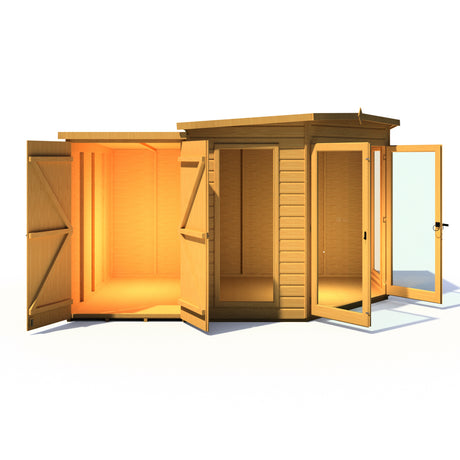 Shire Barclay 8x12 Corner Summerhouse with Side Shed