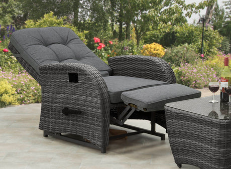 Bellevue Rattan Rocking Garden Chair Set - Charcoal