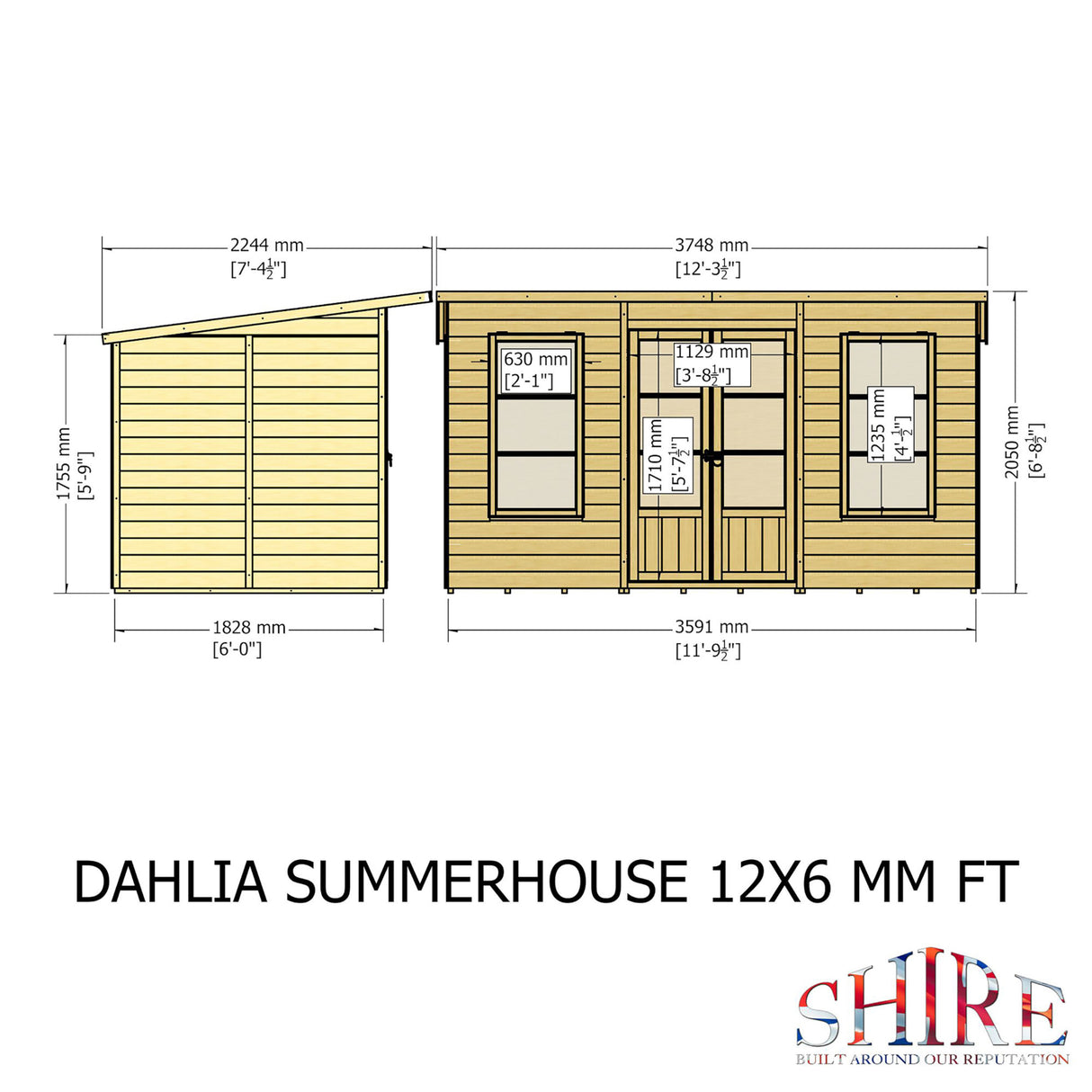 Dahlia 12 ft x 6 ft Summerhouse