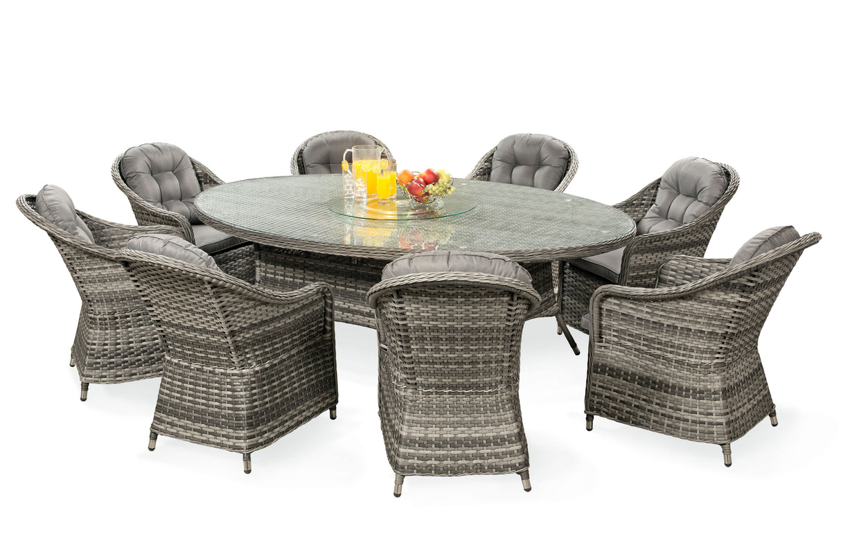 Florida 8 Seat Oval Dining Set with Lazy Susan