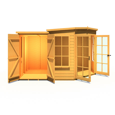 Shire Hampton 7x11 Corner Summerhouse with Side Shed