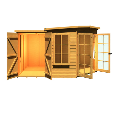 Shire Hampton 8x12 Corner Summerhouse with Side Shed