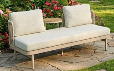 Horizon Aluminium 2 Seat Sofa Bench with Movable Table - Beige Rope